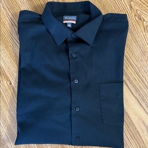 BLACK 18 1/2 satin shield, tall fit stretch,  dress shirt